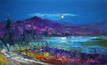 Moonrise Ben Resipole and Loch Sunart 10x16